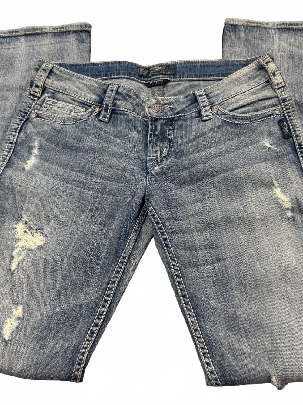 Silver Jeans Co Frances 17 Flare Distressed Jeans W29 Low Rise Y2K
